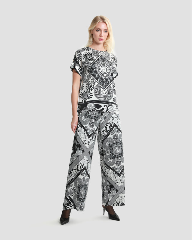 Picture of Monochrome Abstract Printed Trousers