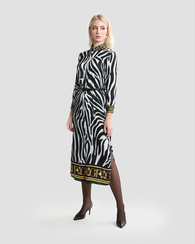 Picture of Baroque Trim Animal Print Midi Dress