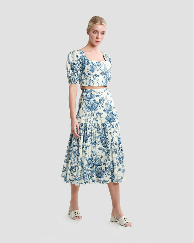 Picture of Floral-Print Tiered Midi Skirt