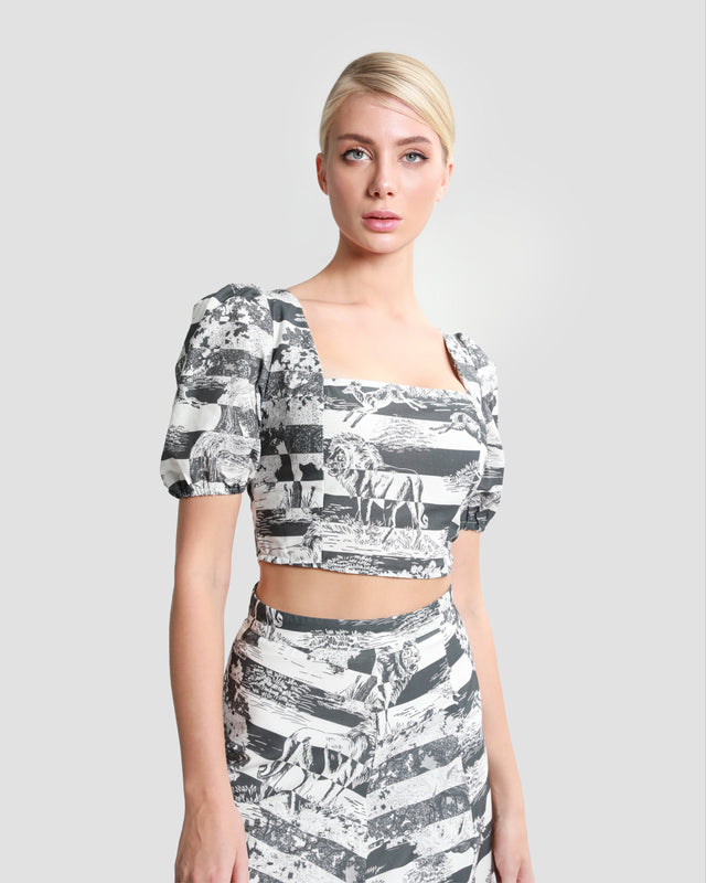 Picture of Toile Printed Cropped Top