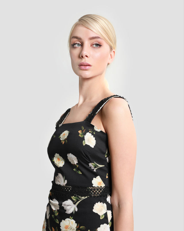 Picture of Floral Print Sleeveless Midi Dress