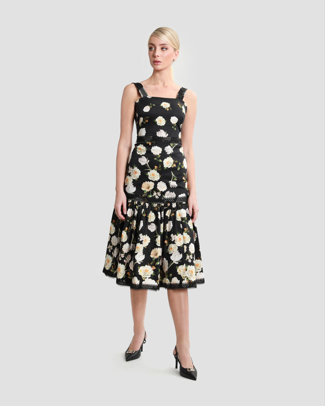 Picture of Floral Print Sleeveless Midi Dress