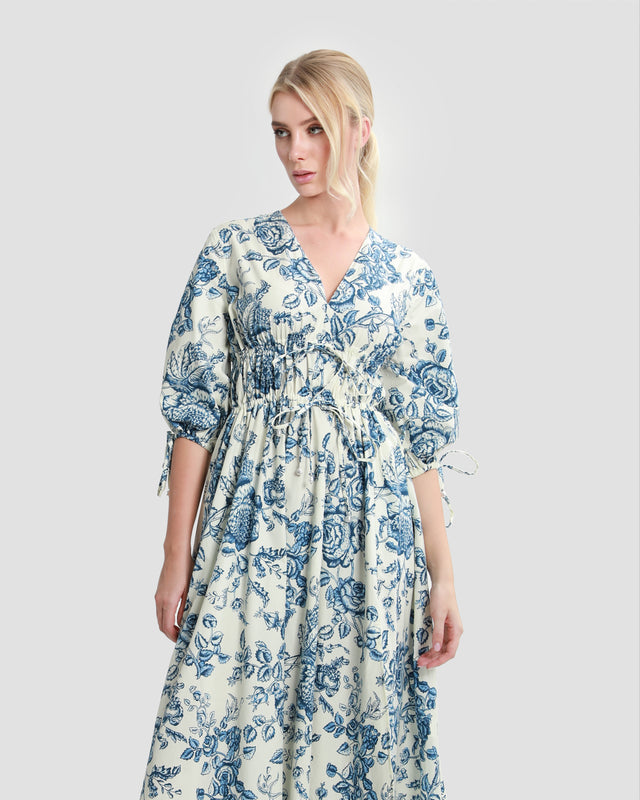 Picture of Tie-Detailed Floral Midi Dress