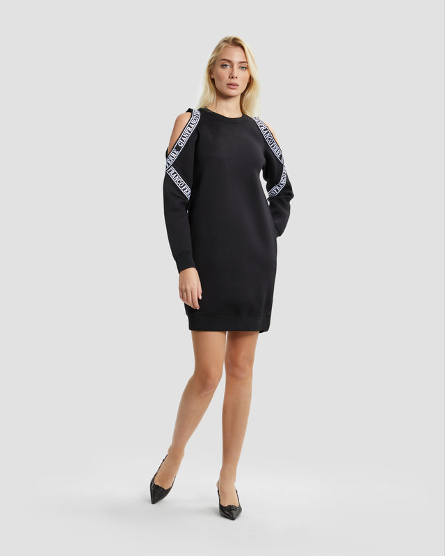 Picture of Monochrome Tapered Cold-Shoulder Dress