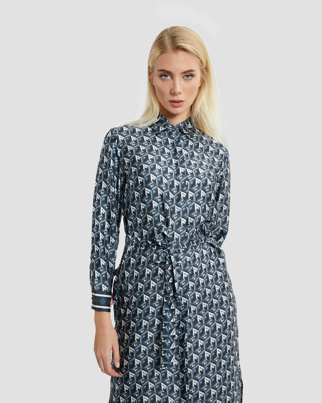 Picture of Logo Monogram Midi Shirt Dress