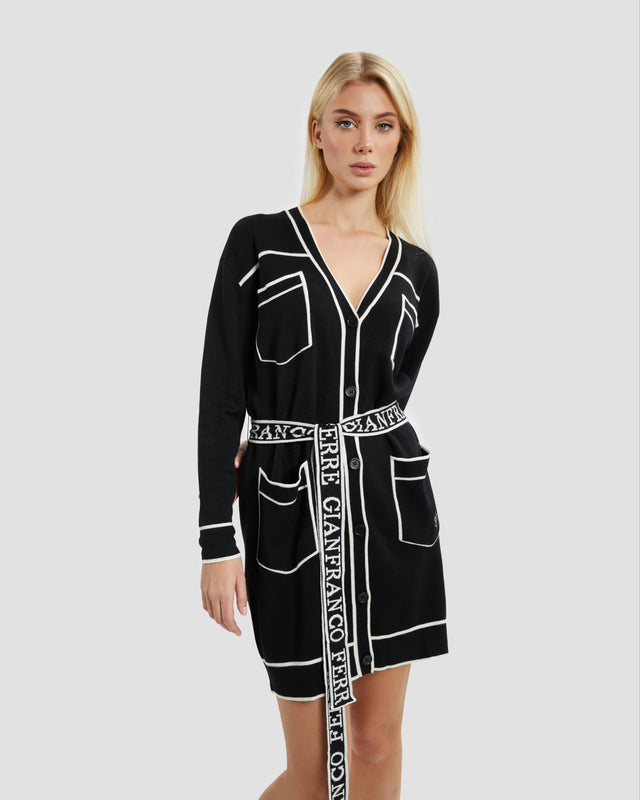 Picture of Two-tone Belted Longline Cardigan