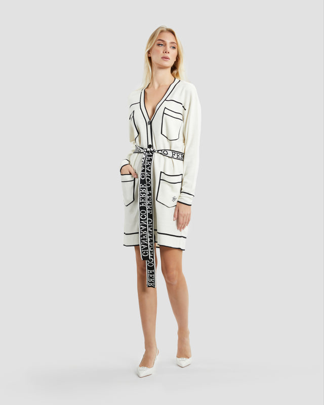 Picture of Two-tone Belted Longline Cardigan