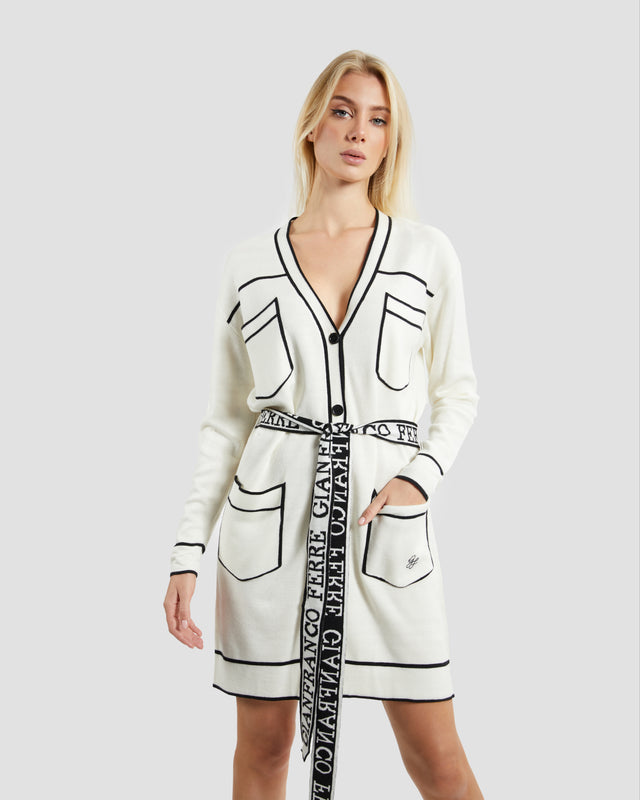 Picture of Two-tone Belted Longline Cardigan