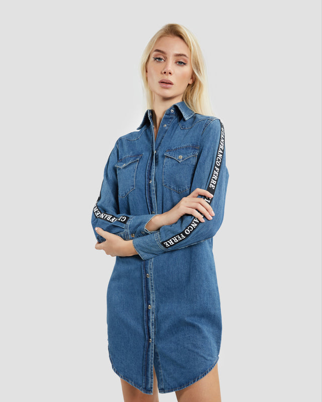 Picture of Logo Taper Denim Shirt Dress