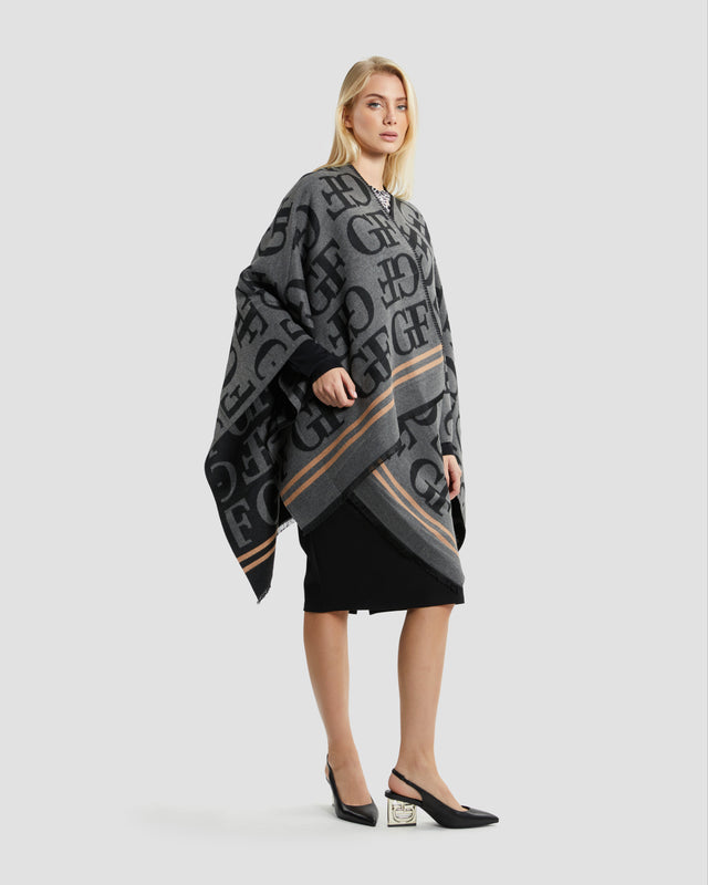 Picture of Monochrome Contrast Lined Poncho