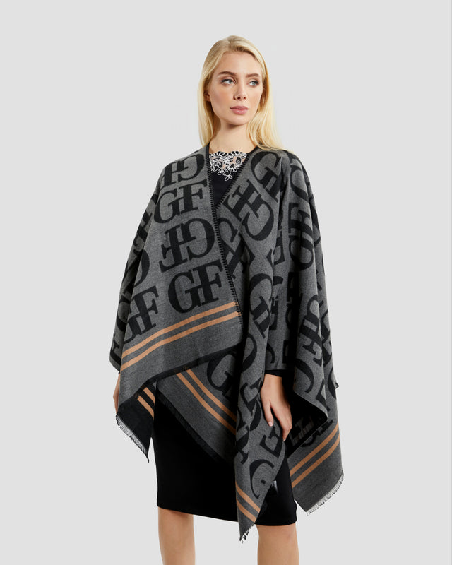 Picture of Monochrome Contrast Lined Poncho