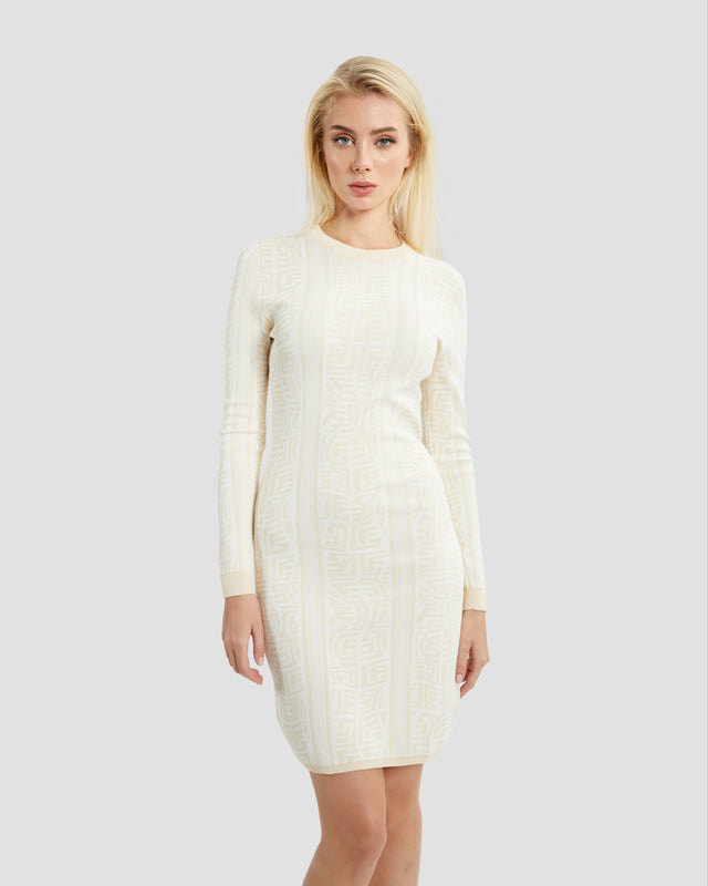 Picture of Monogram Jacquard Long Sleeves Knit Dress
