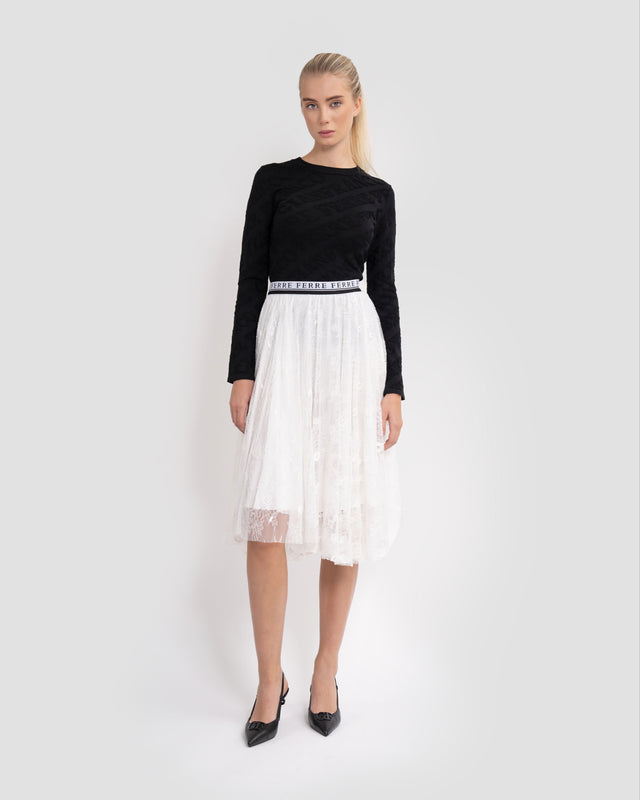 Picture of Asymmetric Lace Midi Skirt