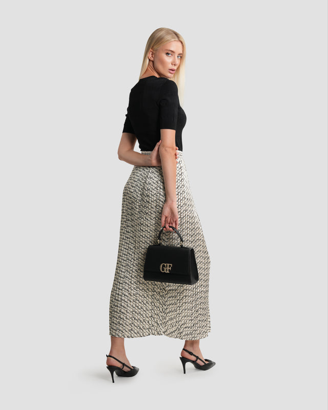 Picture of Logo Striped Pleated Midi Skirt