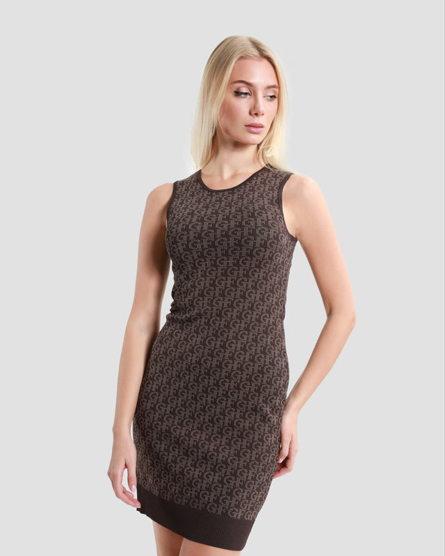 Picture of Contrast Monogram Knitted Dress