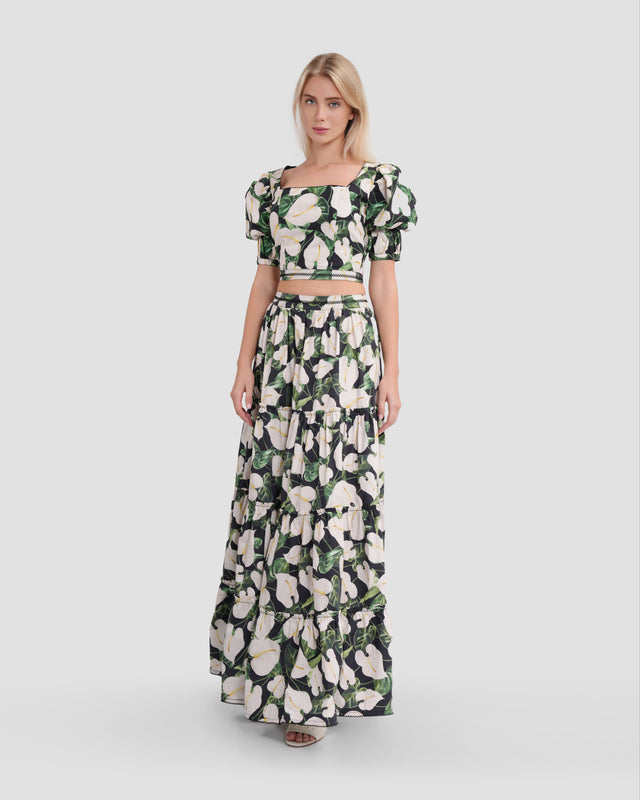 Picture of Floral-Tiered Maxi Skirt