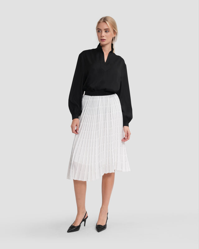 Picture of Logo Print Pleated Midi Skirt