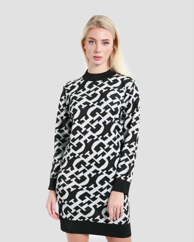 Picture of Metallic Monochrome Knit Dress