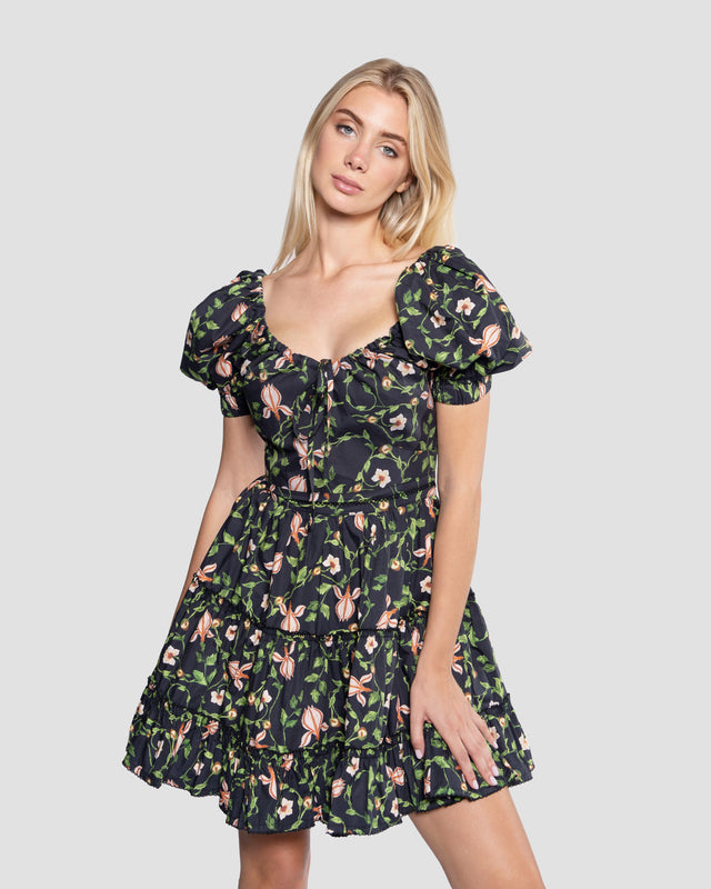 Picture of Floral-Print Tiered Mini Dress