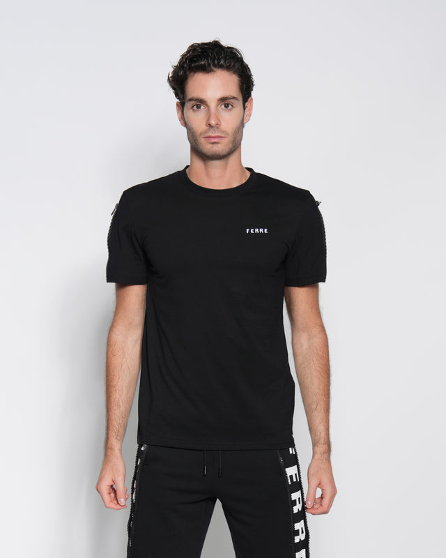 Picture of Logo Print Zip Sleeve T-Shirt