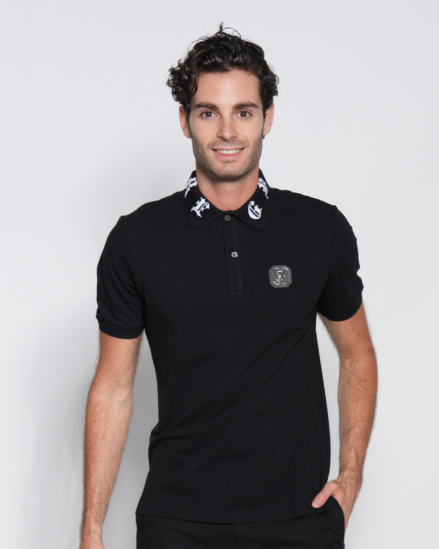 Picture of Gothic Logo-Embroidered Collar Polo shirt