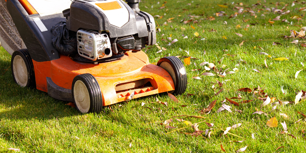 Wallaces Garden Center-Bettendorf-Iowa-Fall Lawn Care-mowing the lawn