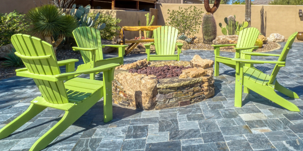 Wallaces Garden Center-Bettendorf-Iowa-Its Cyber Lime Time-lime colored chairs