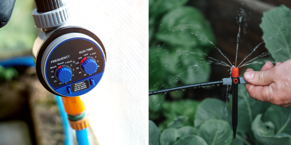 timed drip garden irrigation