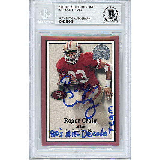 Roger Craig Autographed 49ers Upper Deck Legends Football Card Beckett –  www.