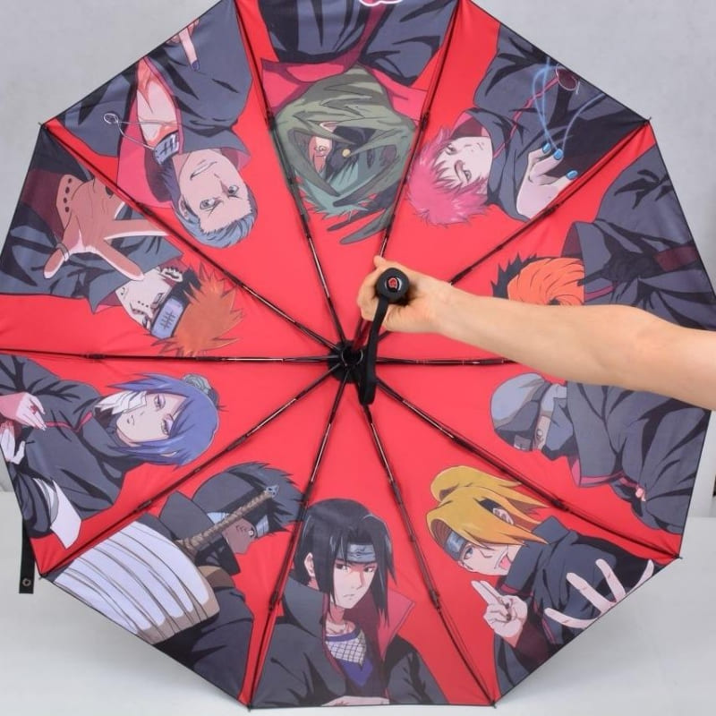 Cena de anime de uma pessoa andando na chuva com um guarda-chuva