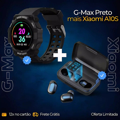 Smartwatch G-Max Sports + Fone de Ouvido Bluetooth de Brinde