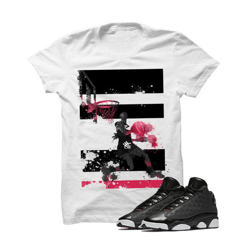 pink black and white jordan shirt