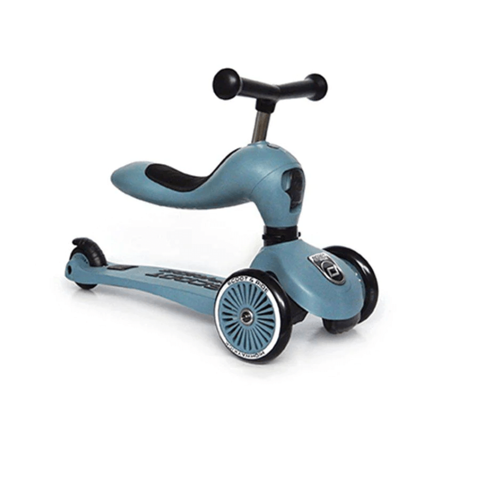 Scoot & Ride Highwaykick 1 Children Adjustable Seated or Standing 2-in-1  Scooter, Ash 