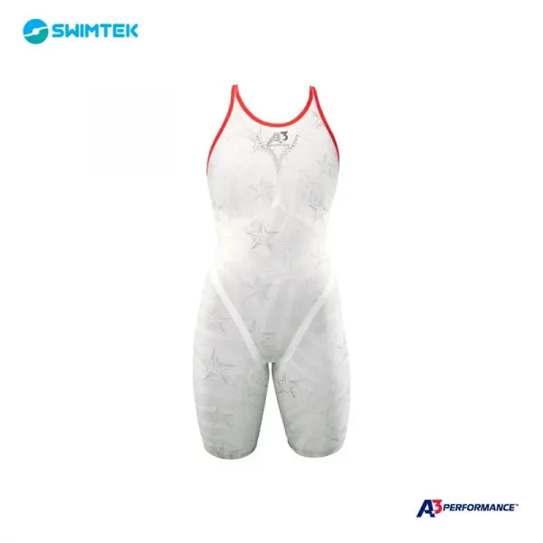 Swimtek A3 Performance Phenom Female Open Back Technical Racing White Swimsuit f - Copy