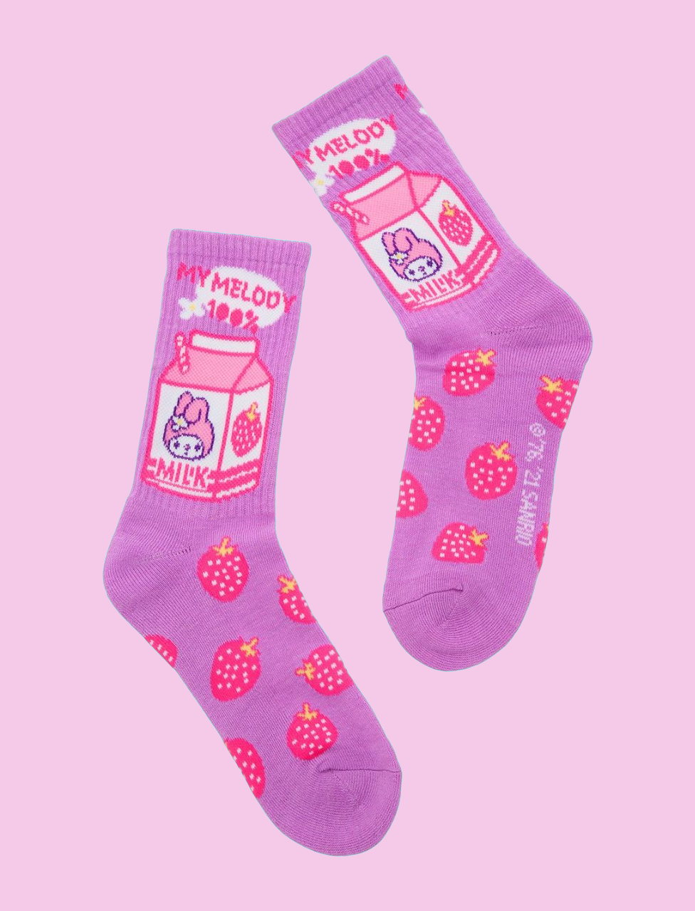 Sanrio My Melody Strawberry Milk Crew Socks