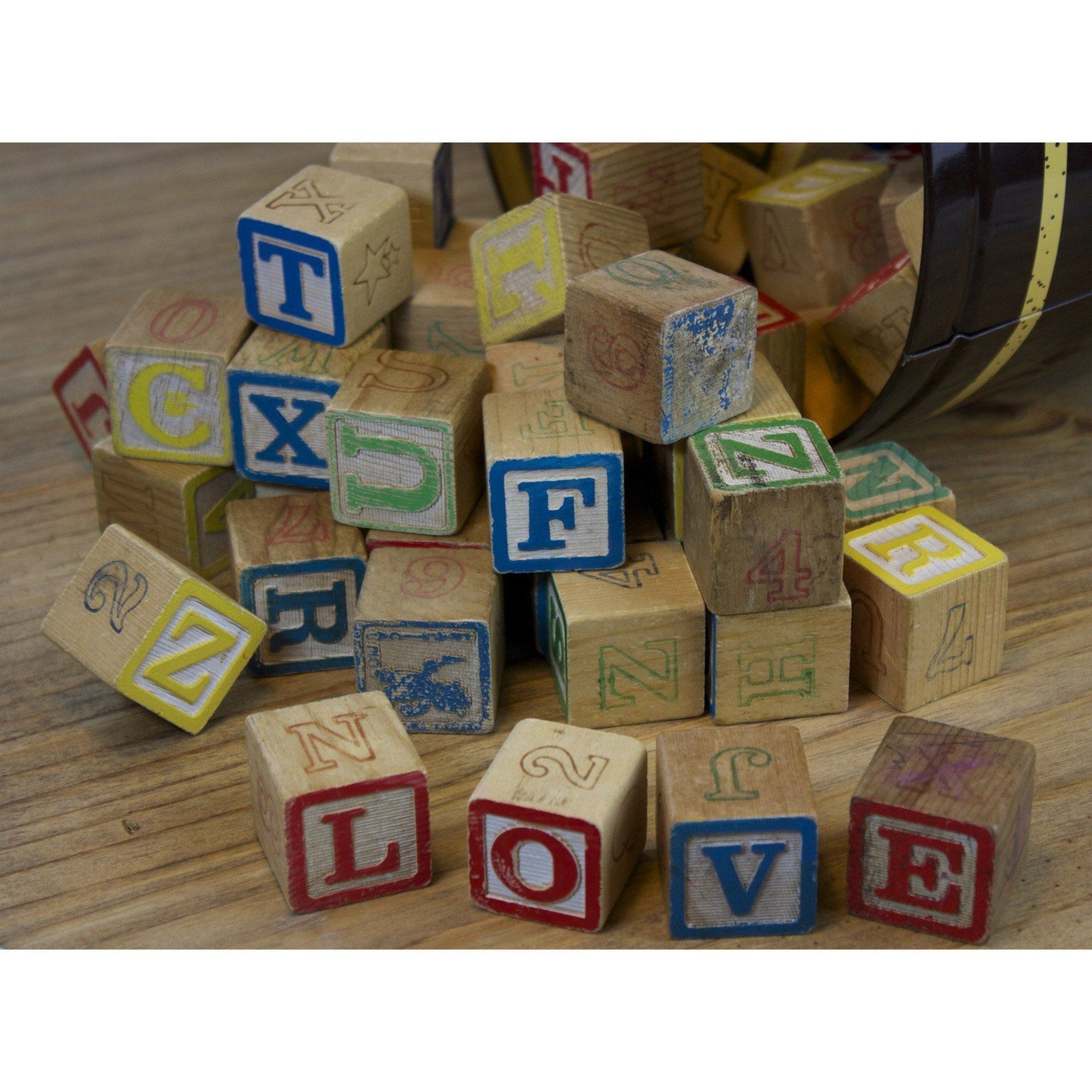 vintage wooden alphabet blocks