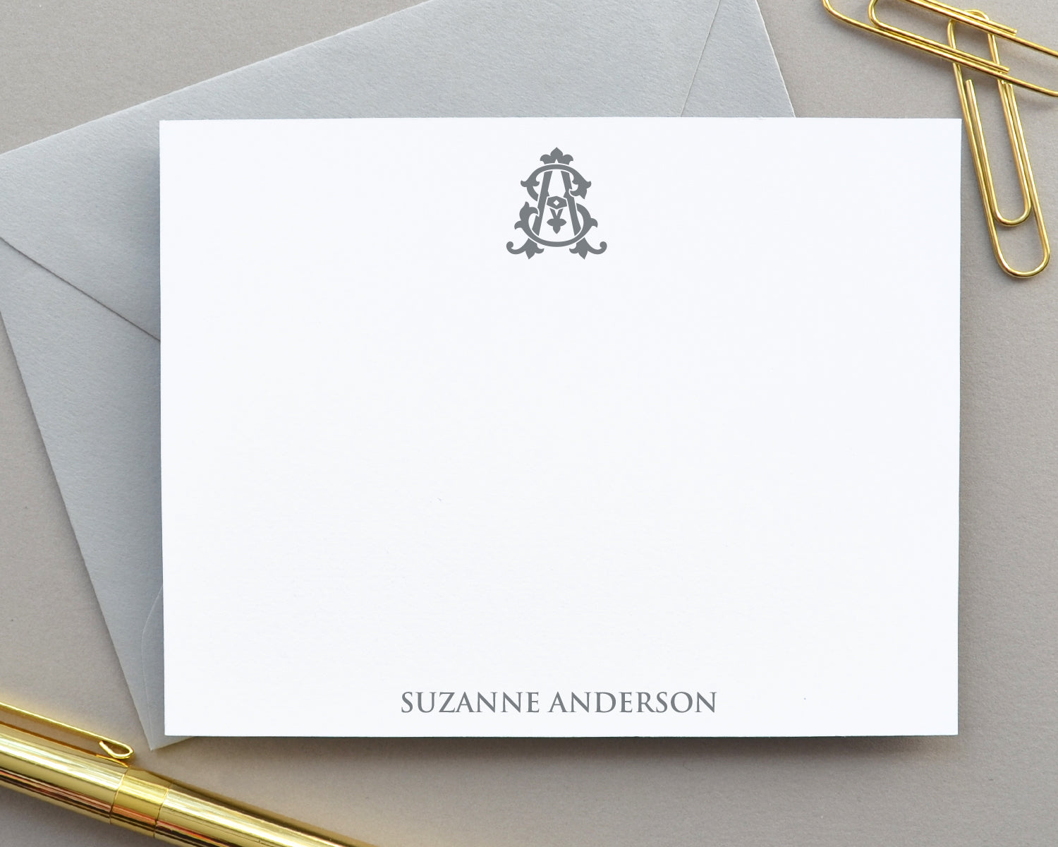 Monogrammed Couples Stationery & Initial Note Cards - Augusta Joy