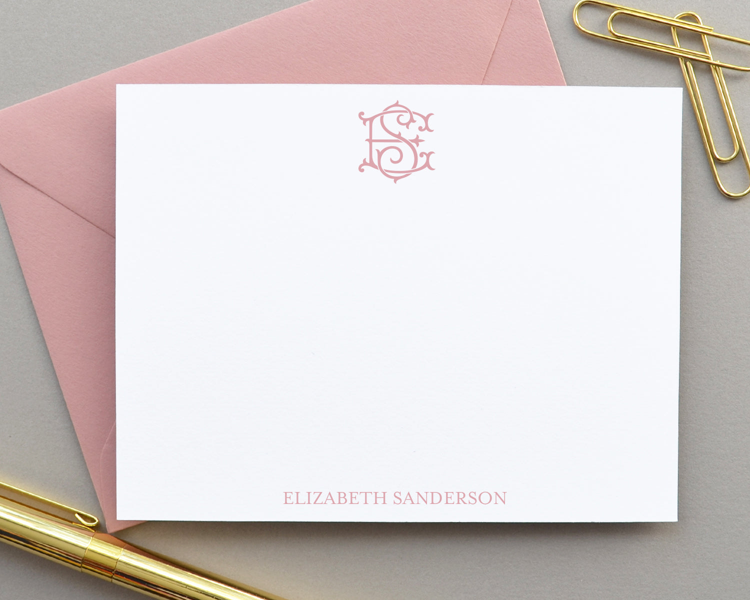 Blush and Rose Gold Foil Blank Note Cards