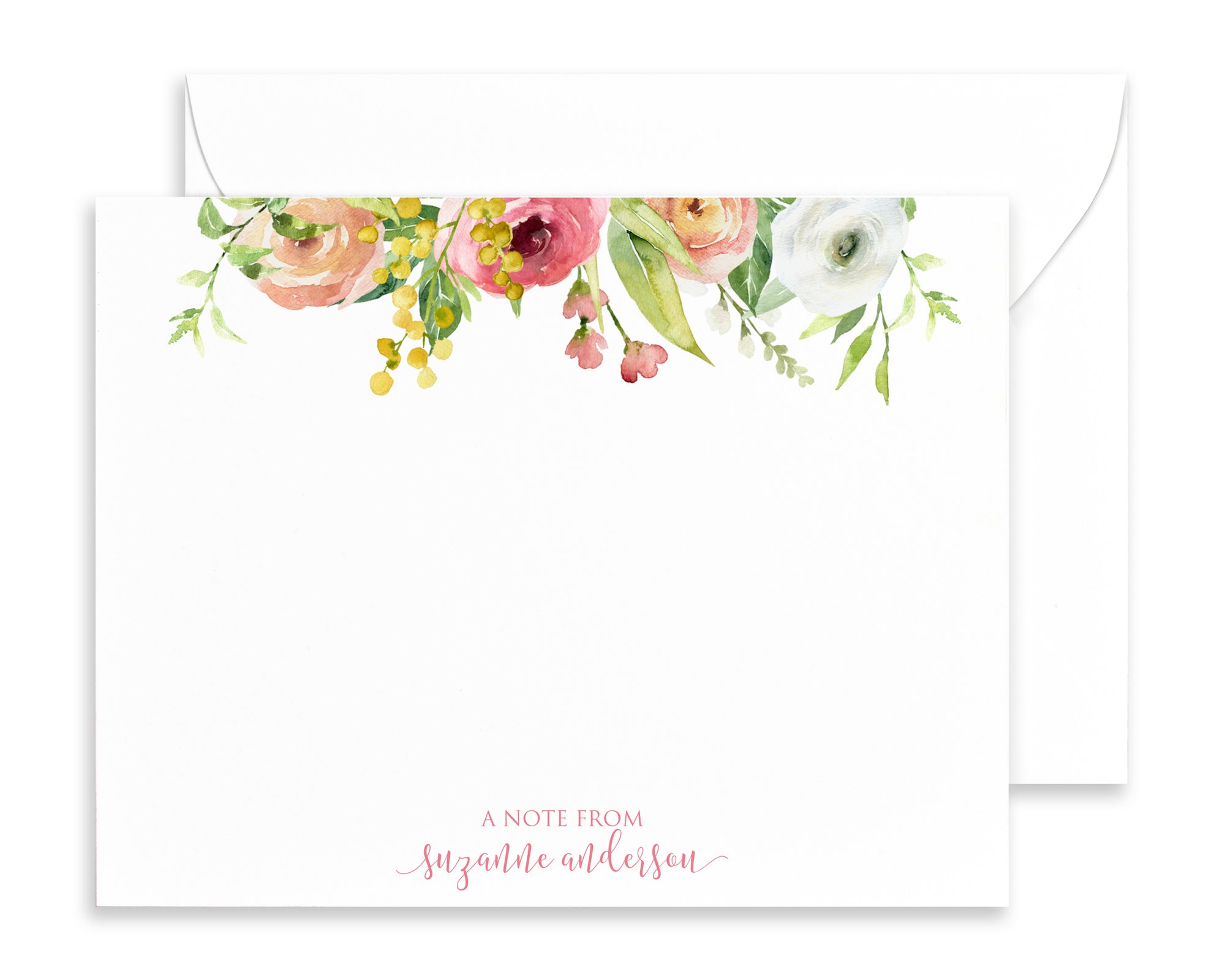 Floral Note Card Set For Women, Personalized Home Office Stationery, F —  Claudia Owen