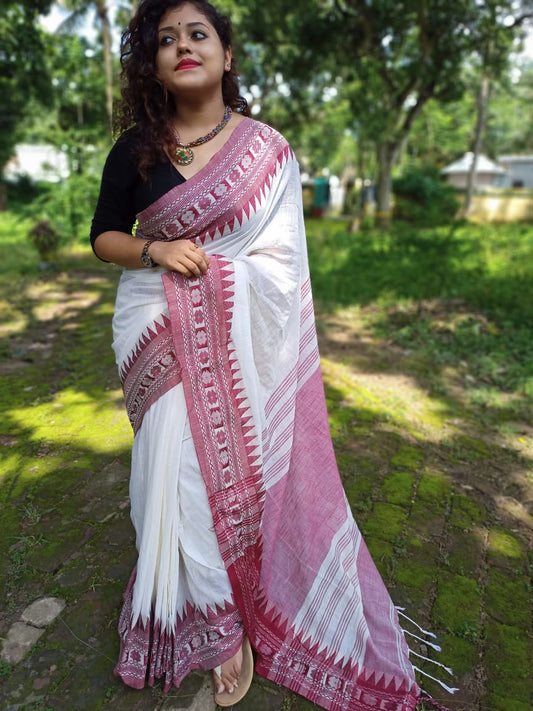 Soft Cotton Plain Saree With Thin Border – ThreadLooms