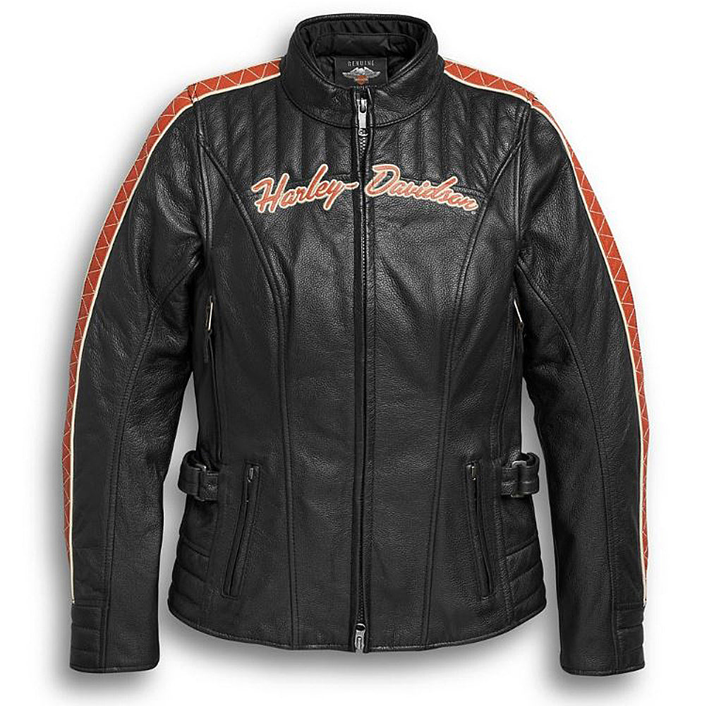 Men's Capitol Triple Vent System 2.0 Leather Jacket - Harley Black & Harley  Orange