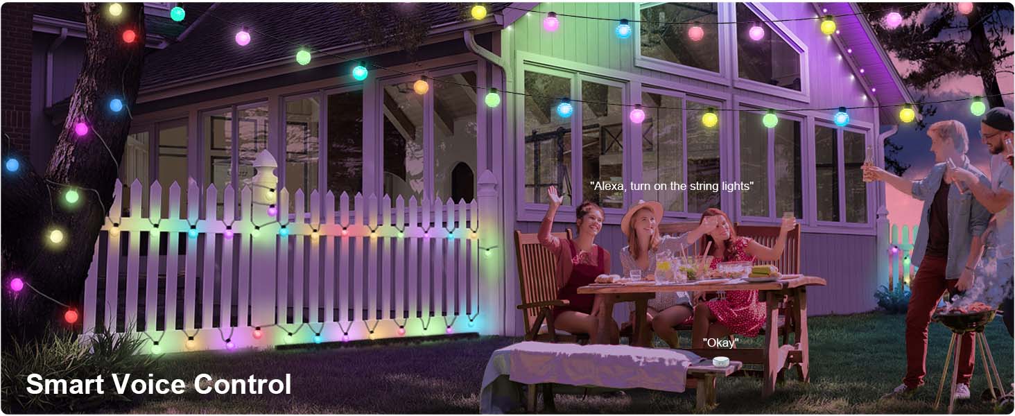 Appeck Outdoor String Lights-Smart Voice Control