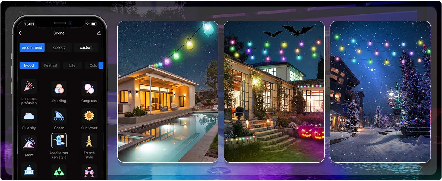 Appeck RGBW Smart Outdoor String Lights-Scene