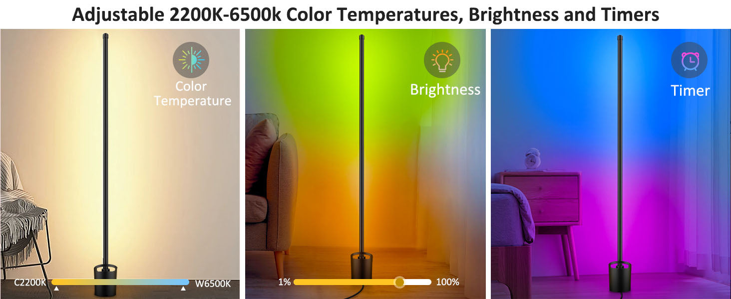 Appeck Smart Corner Floor Lamp-Adjustable Brightness