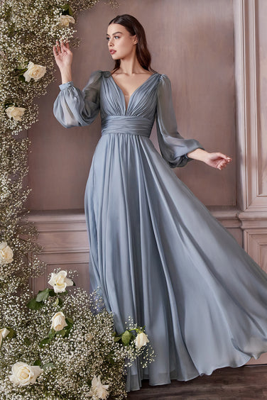 Cinderella Divine B709 Long Flowing Sleeve Corset Ball Gown