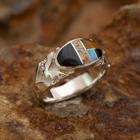 David Rosales Native Lite Inlaid Sterling Silver Ring