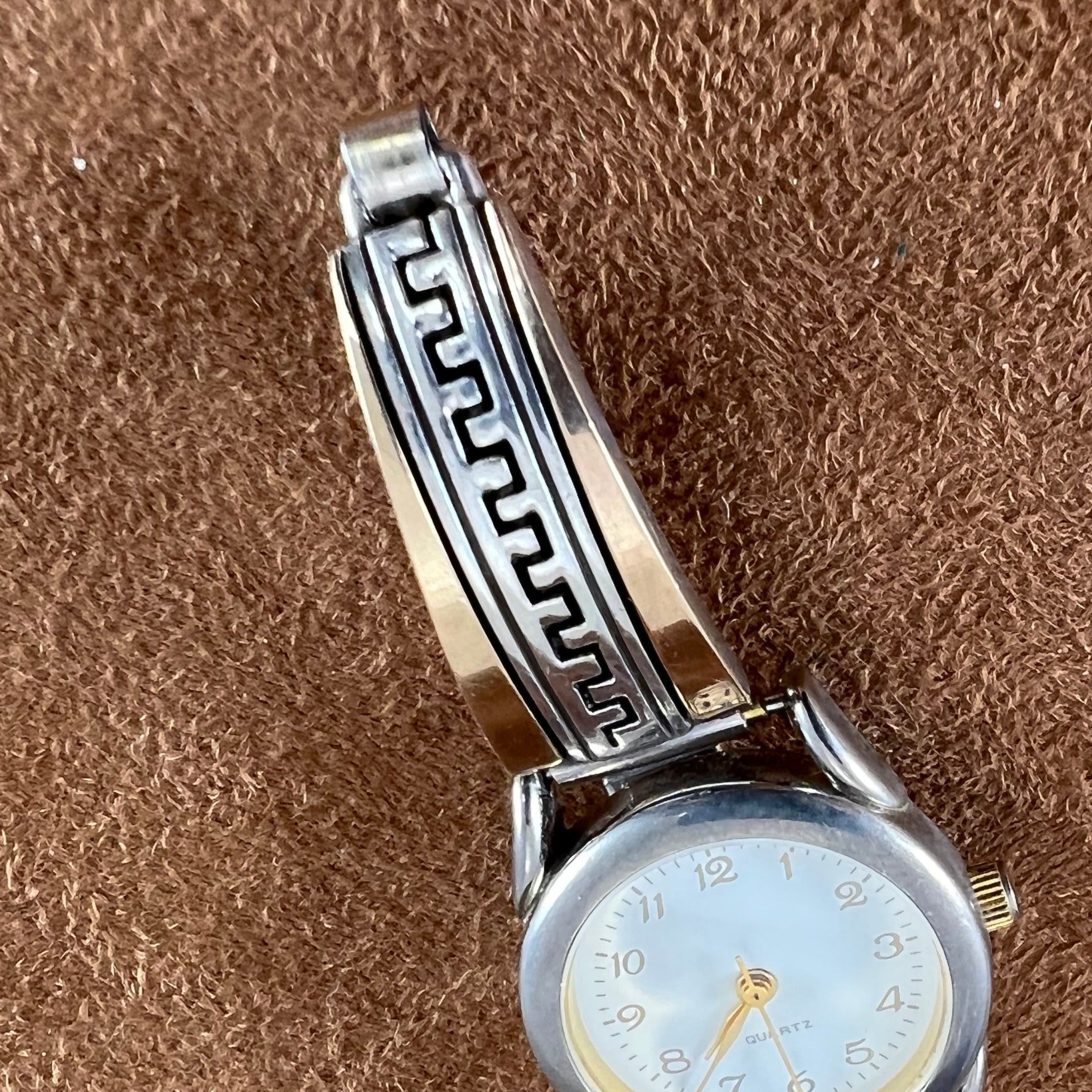Vintage Sterling Silver Gold Fill Watch Band by Jimmy Secatero -- Esta