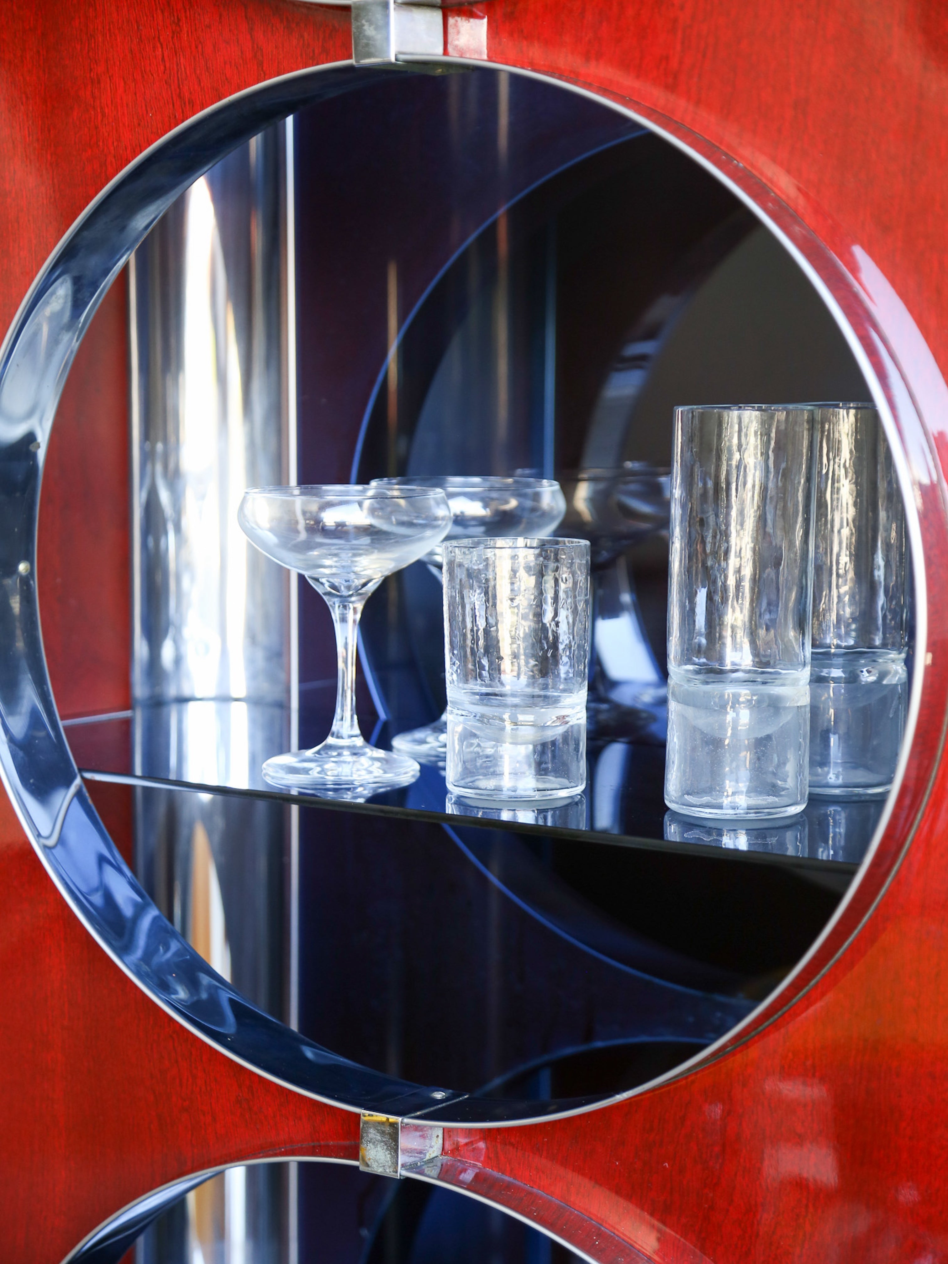 Rotating Dry Bar Cabinet by Willy Rizzo in Wood & Chrome - Image 10