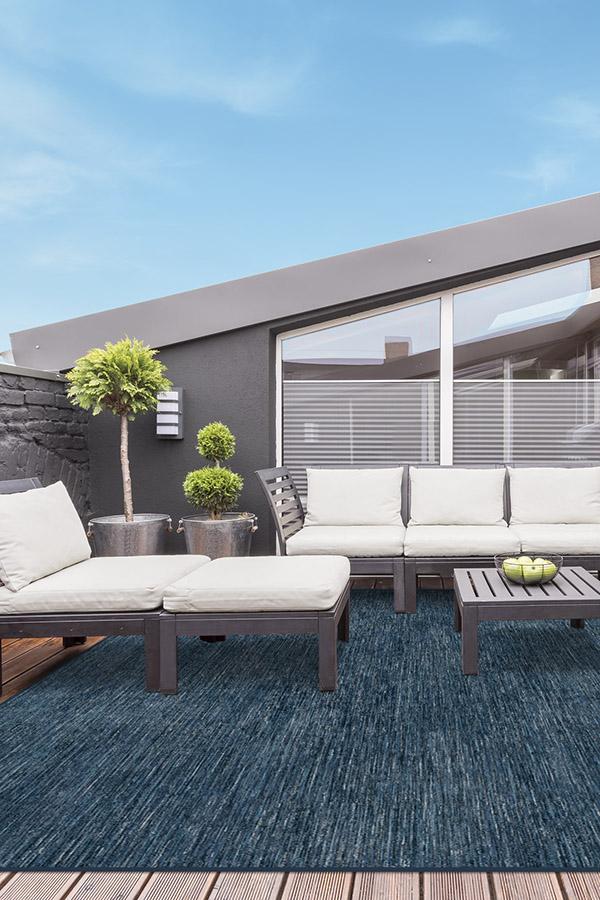 245x305 Chunky Solid Blue Outdoor Rug