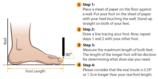 This picture shows how to measure Women's Shoe size by SPORTIFY.PRO.